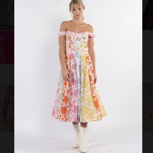 Zimmermann Postcard Spliced Midi Dress in Linen Size 1
